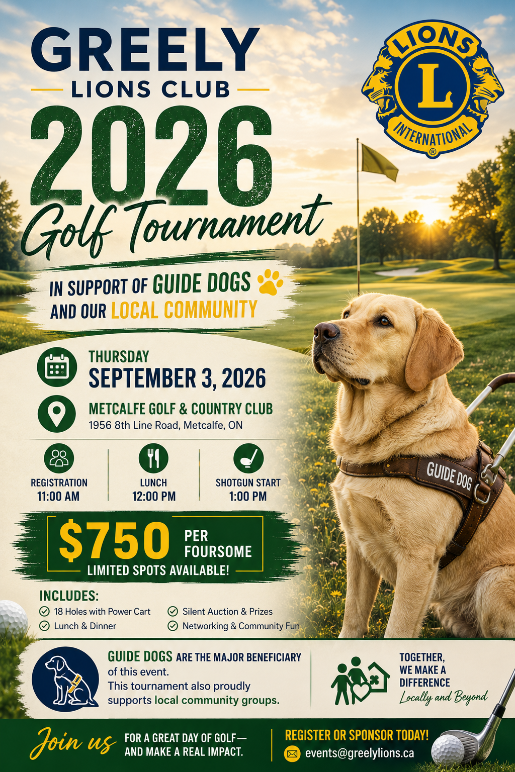 2026 Lions Charity Golf Tournament Poster